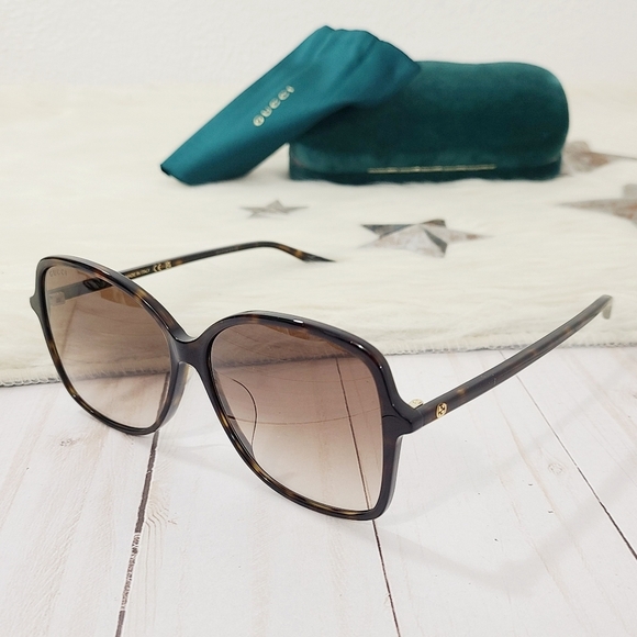 Gucci Oversized Butterfly Sunglasses Havana Tortoiseshell Brown NEW - Picture 6 of 13